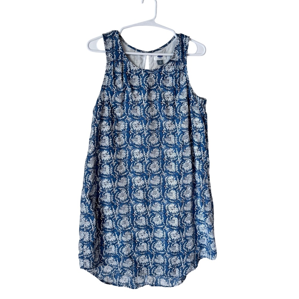 Old Navy Womens Blue White Floral Medallion Sleeveless Shift Dress Size M